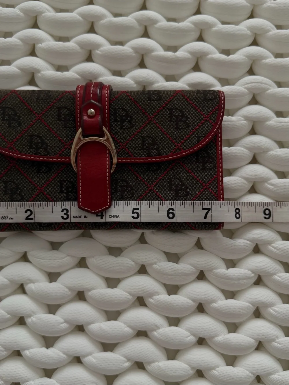 Designer-Inspired Red & Brown Women’s Clutch Wallet